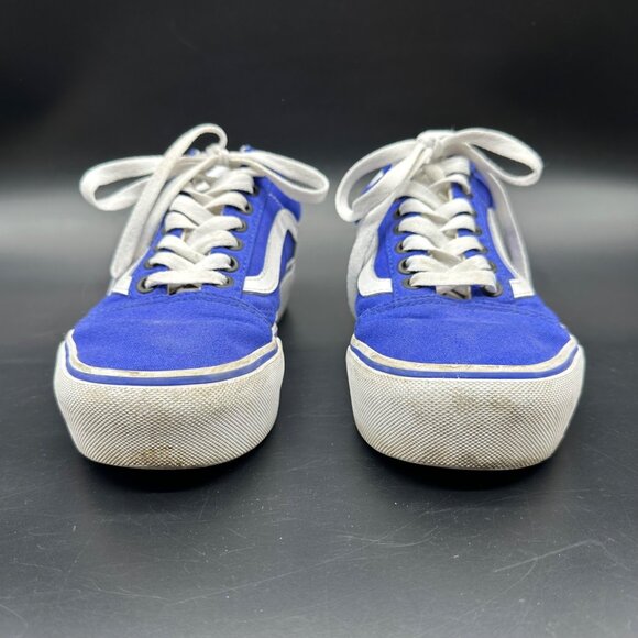 Vans Tennis Shoes Blue Black White Checkerboard Canvas Sneakers Women 8 Men 6.5 - Picture 3 of 15